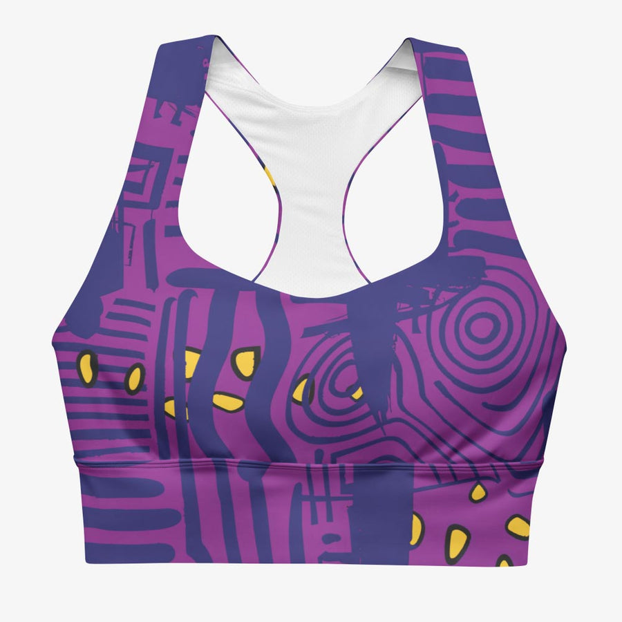 Recycled High Impact Bra "Electric Maze" Purple/Yellow