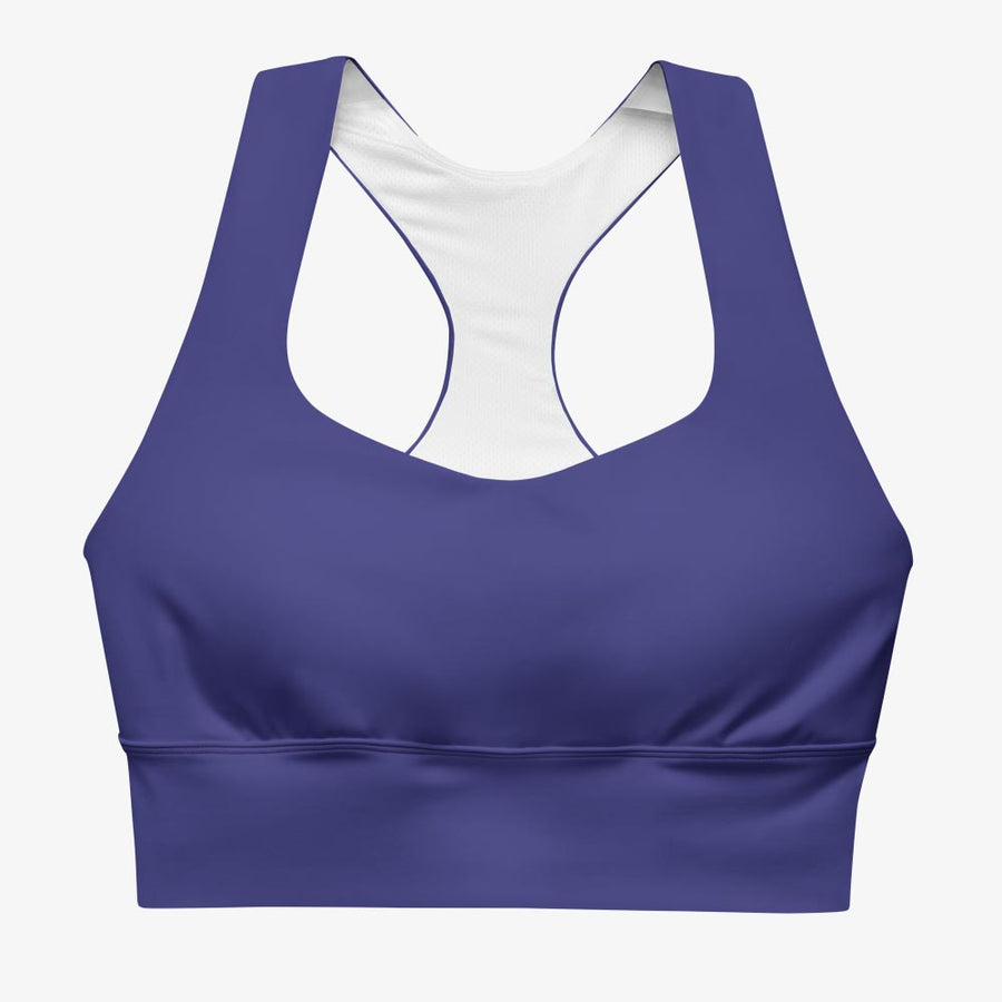 Monochrome Recycled High Impact Bra "Electric Maze" Blue