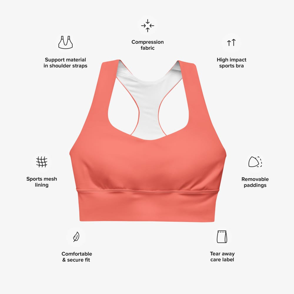Coral Monochrome High Impact Bra (matches Floral Funk)