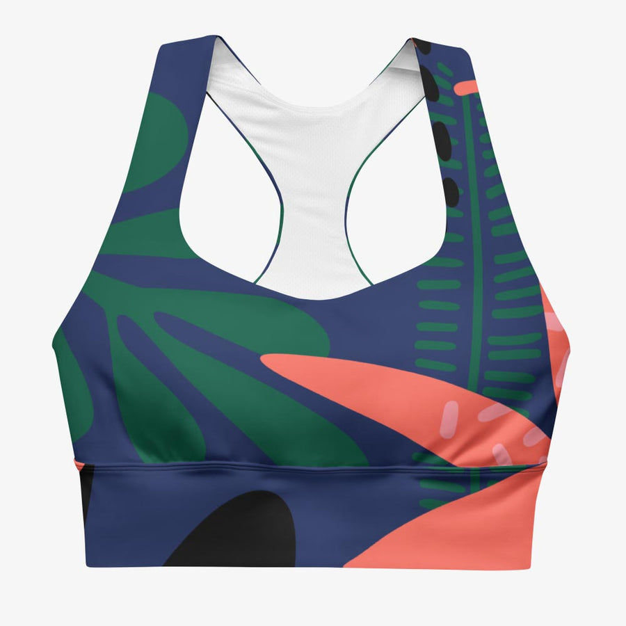 Recycled High Impact Sports Bras "Floral Funk" (Blue, Green, Coral)