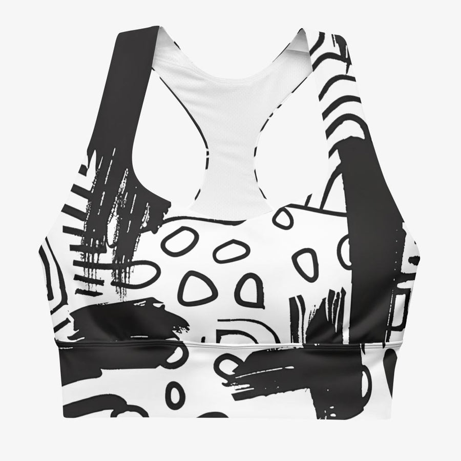 Recycled High Impact Bra "Black and Wow" Black/White