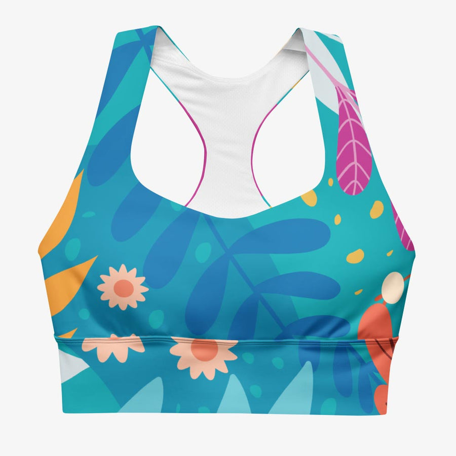 High Impact Bra "Petal Party" Turquoise/Fuchsia