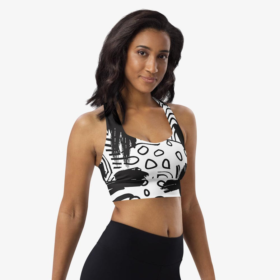 Recycled High Impact Bra "Black and Wow" Black/White