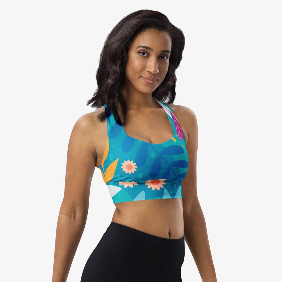 High Impact Bra "Petal Party" Turquoise/Fuchsia