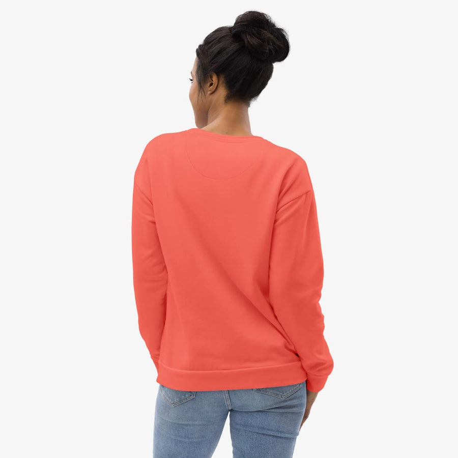 Recycled Fleece Sweatshirt  "Floral Funk" Coral