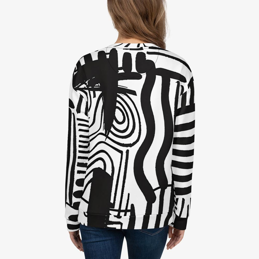 Recycled Fleece Sweatshirt "Black and Wow" Black/White