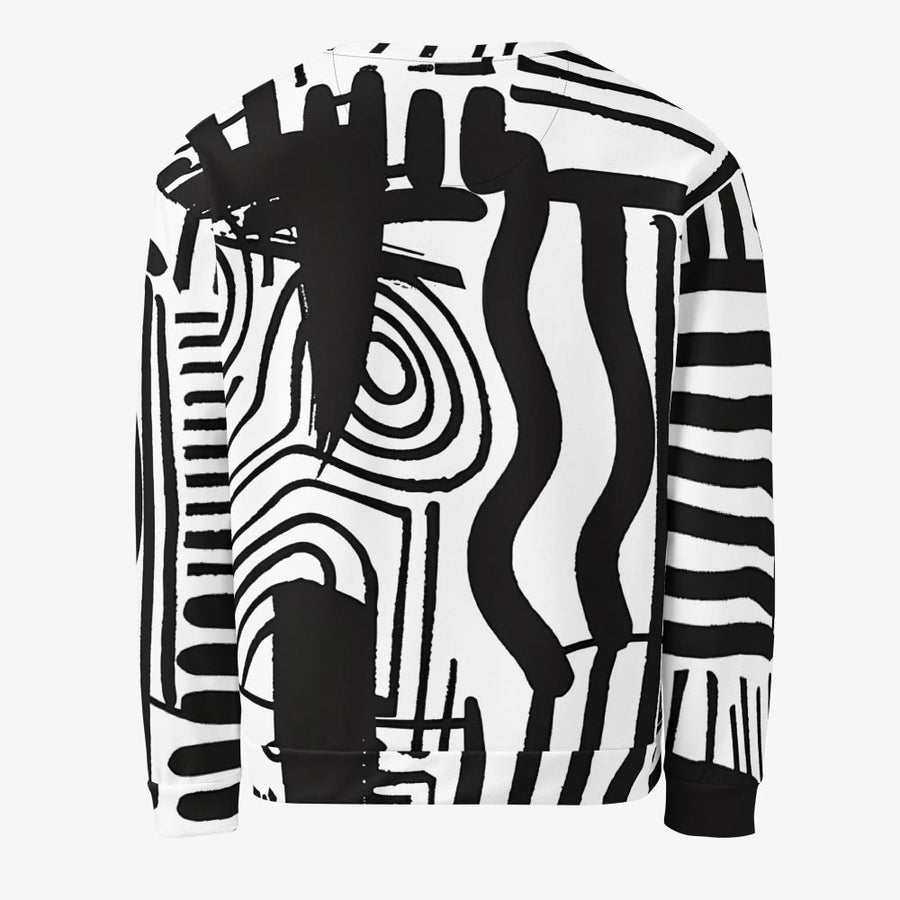 Recycled Fleece Sweatshirt "Black and Wow" Black/White