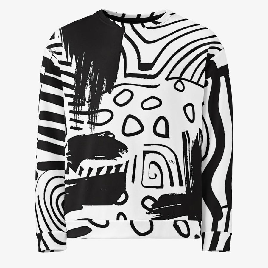 Recycled Fleece Sweatshirt "Black and Wow" Black/White
