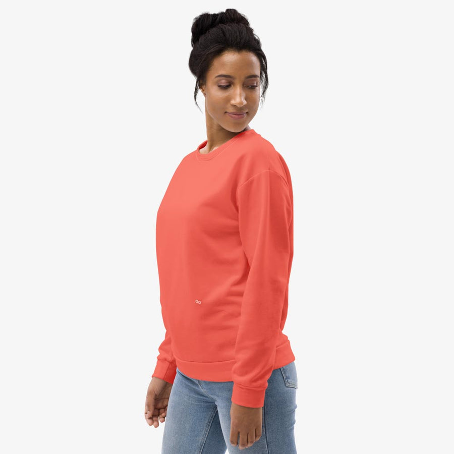 Recycled Fleece Sweatshirt  "Floral Funk" Coral