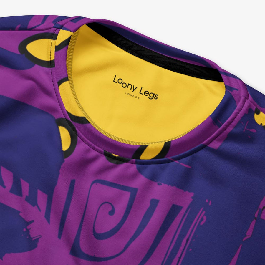 Recycled Fleece Sweatshirt "Electric Maze" Purple/Yellow
