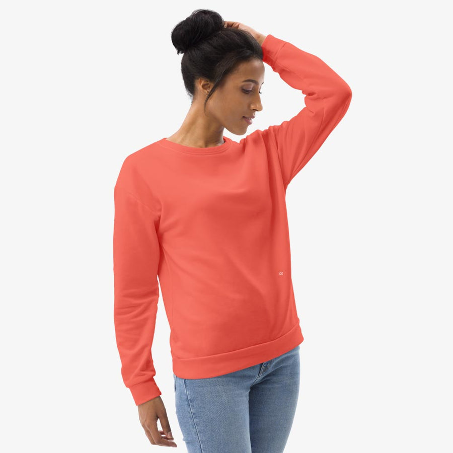 Recycled Fleece Sweatshirt  "Floral Funk" Coral