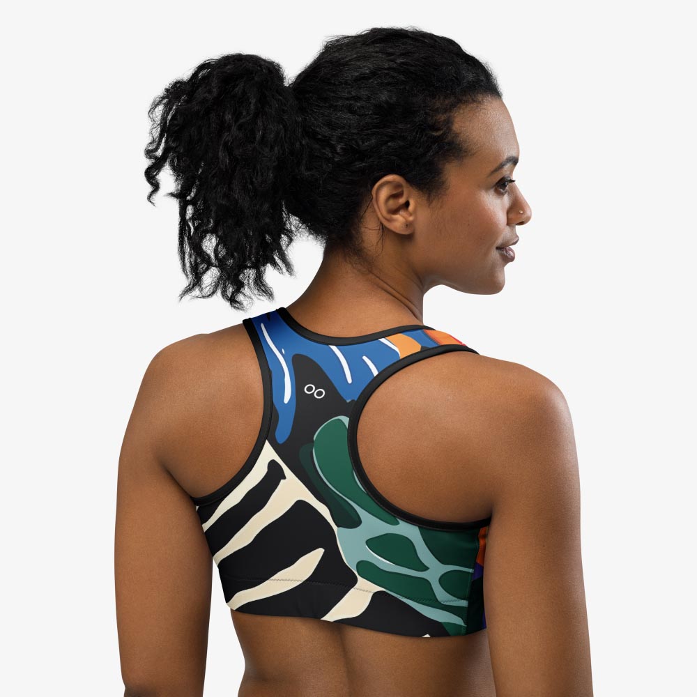 Stripes & Petals Sports Bra