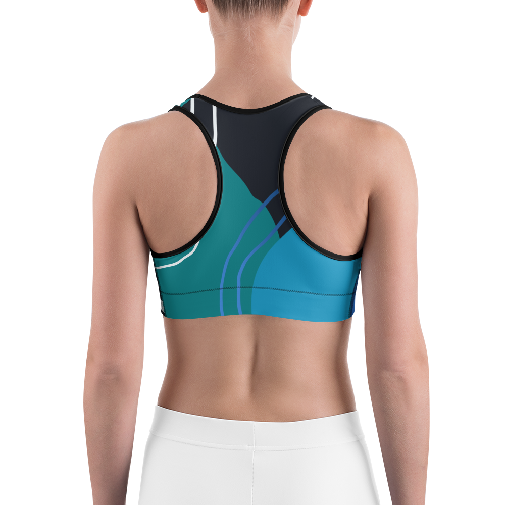 Blue and green sports bra