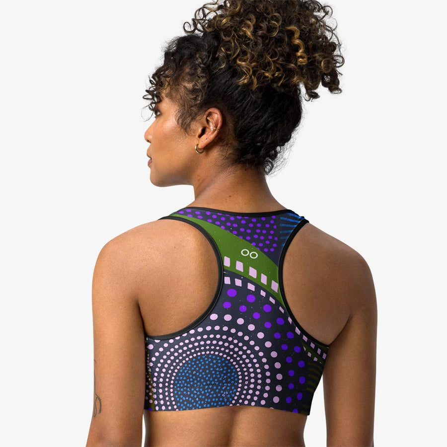 Printed Sport Bra "Ethno Pop" Blue/Green