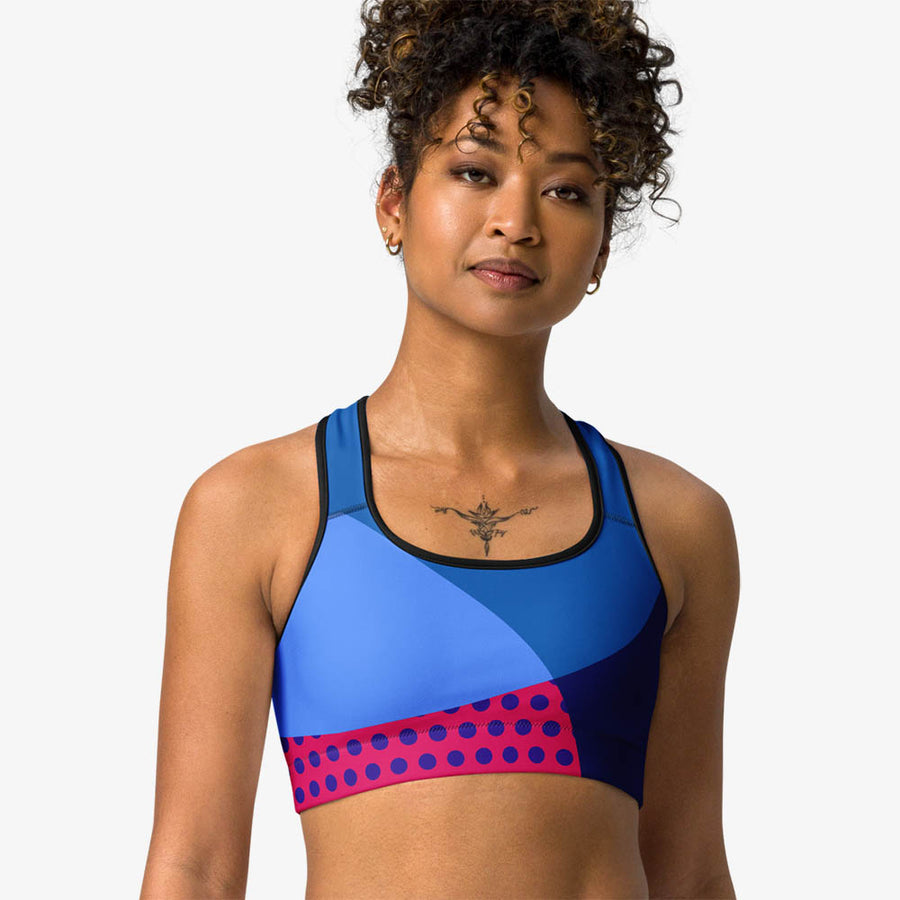 Printed Sports Bra "Polkalicious" Red/Yellow/Blue