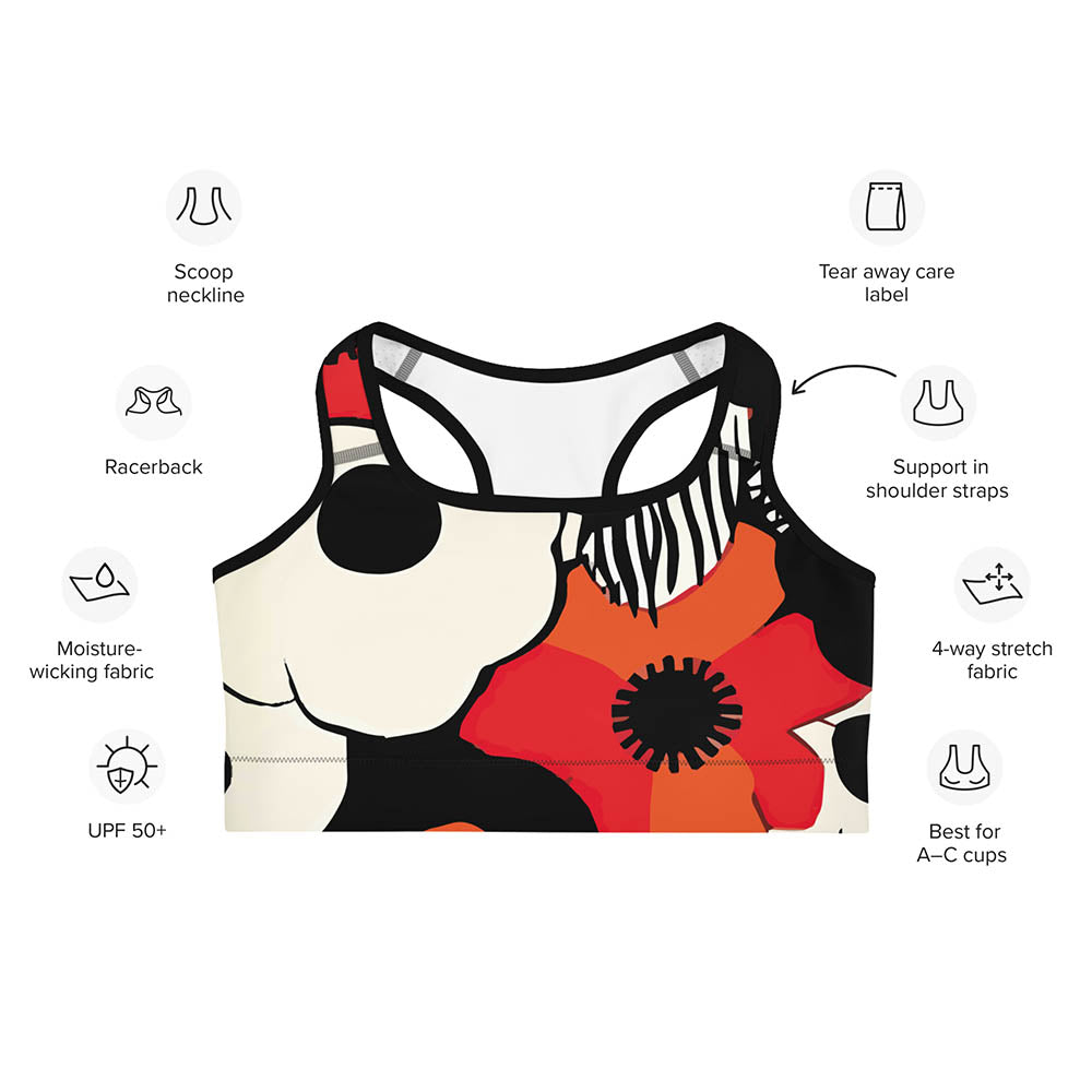 Zebra Blossom Sports Bra