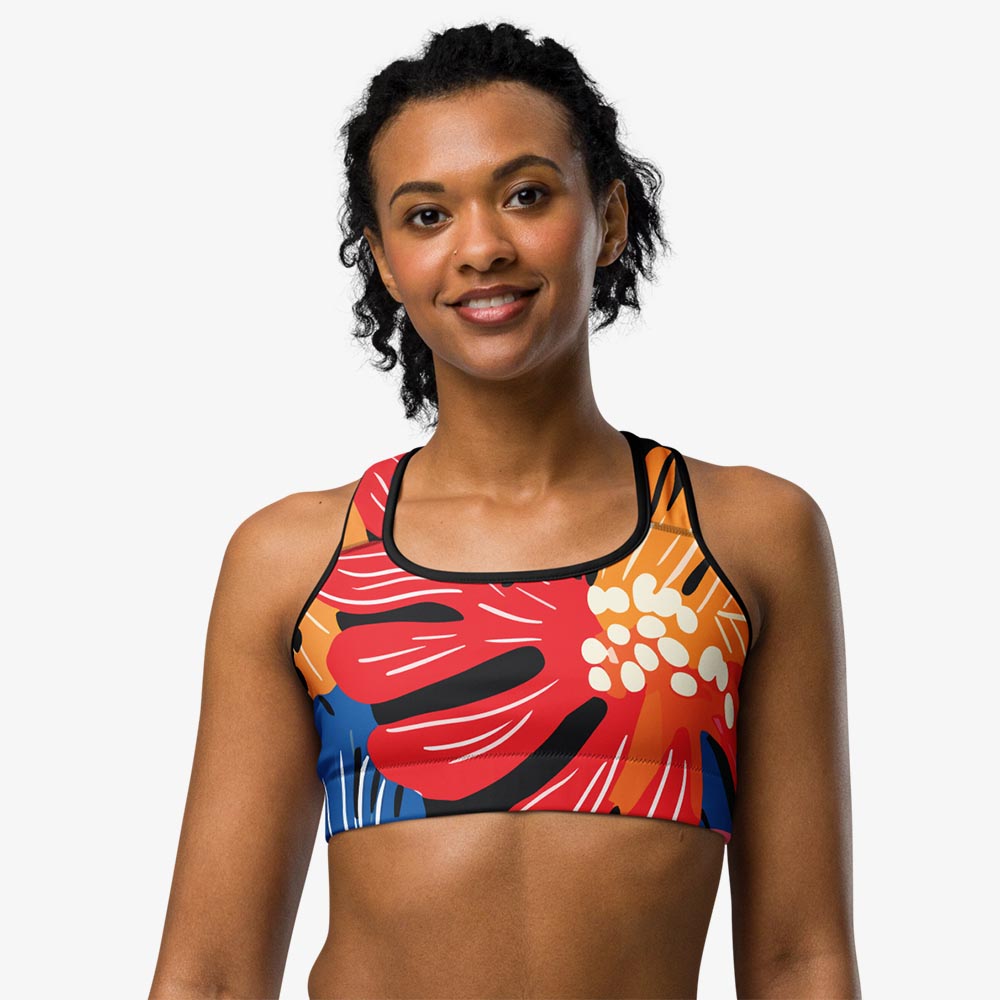 Stripes & Petals Sports Bra