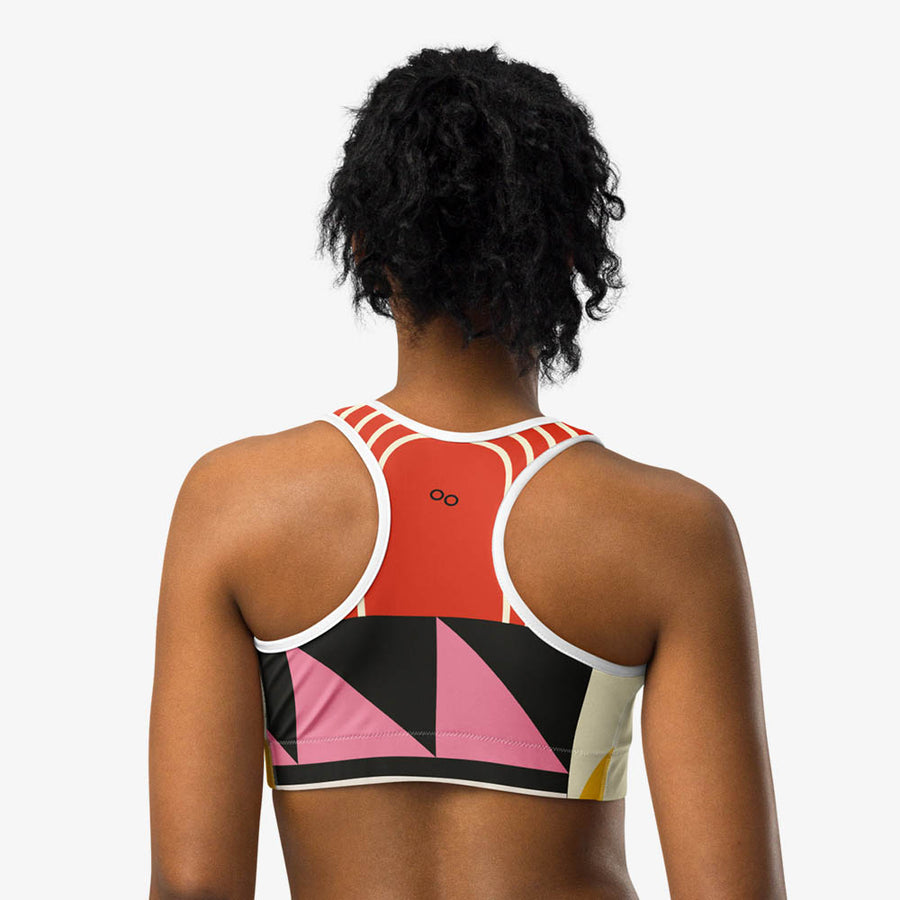 Printed Sports Bra "Design Delight" Orange/Yellow/Pink