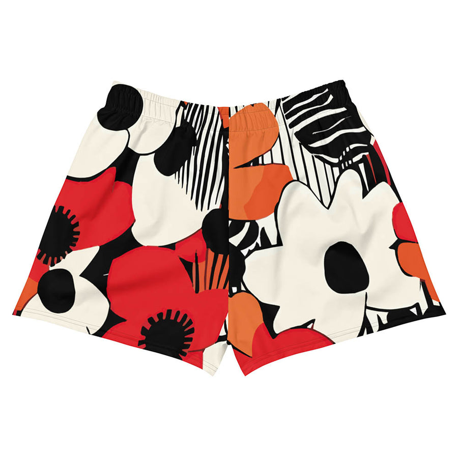 Recycled Breathy Shorts "Zebra Blossom" Black/Red/Orange