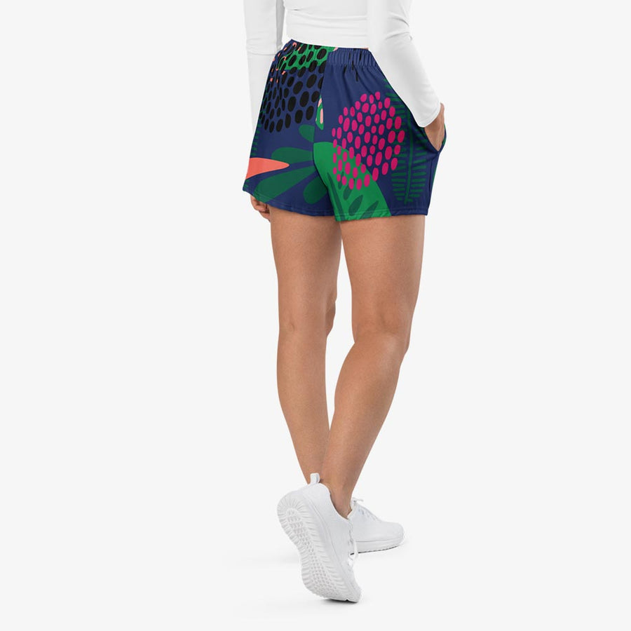 Recycled Breathy Shorts "Floral Funk" Blue, Green, Coral