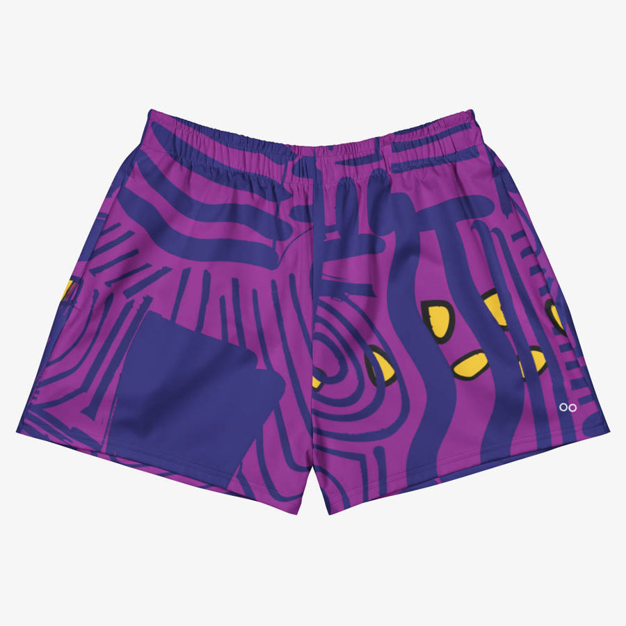 Recycled Breathy Shorts "Electric Maze" Purple/Yellow