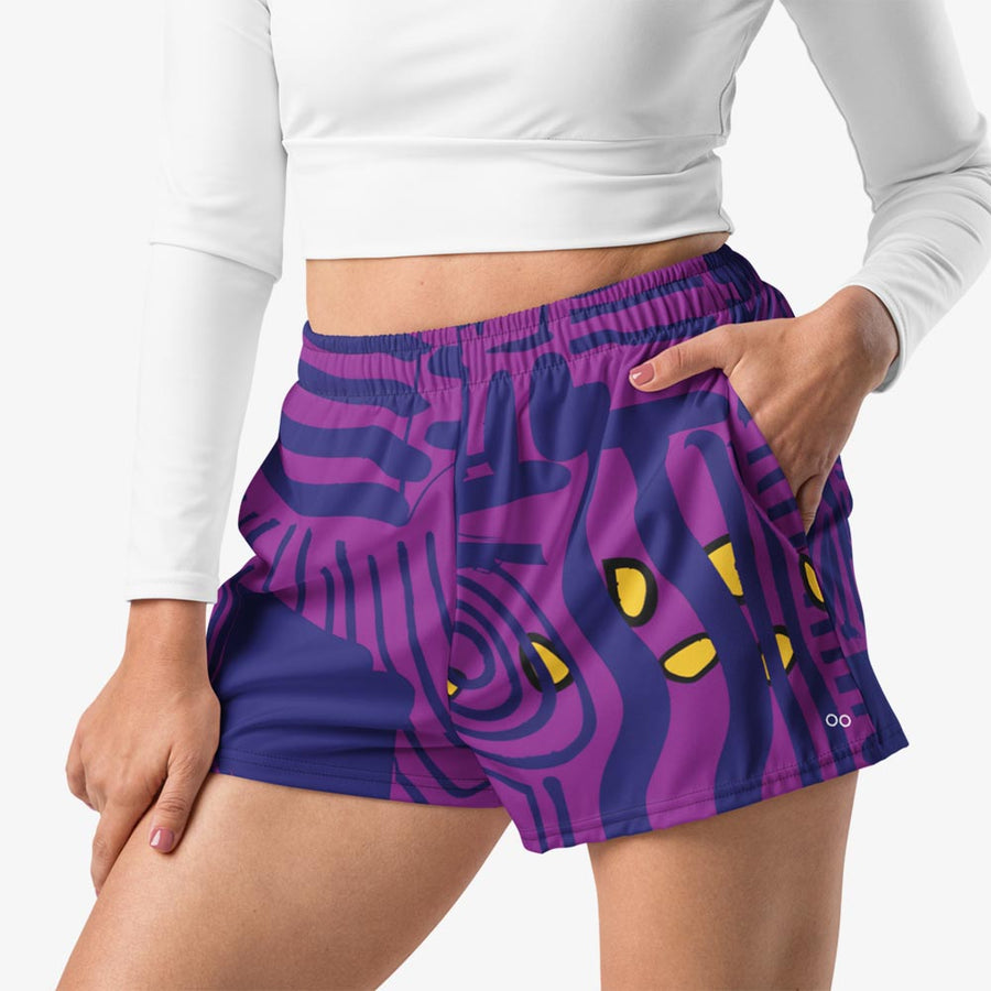 Recycled Breathy Shorts "Electric Maze" Purple/Yellow
