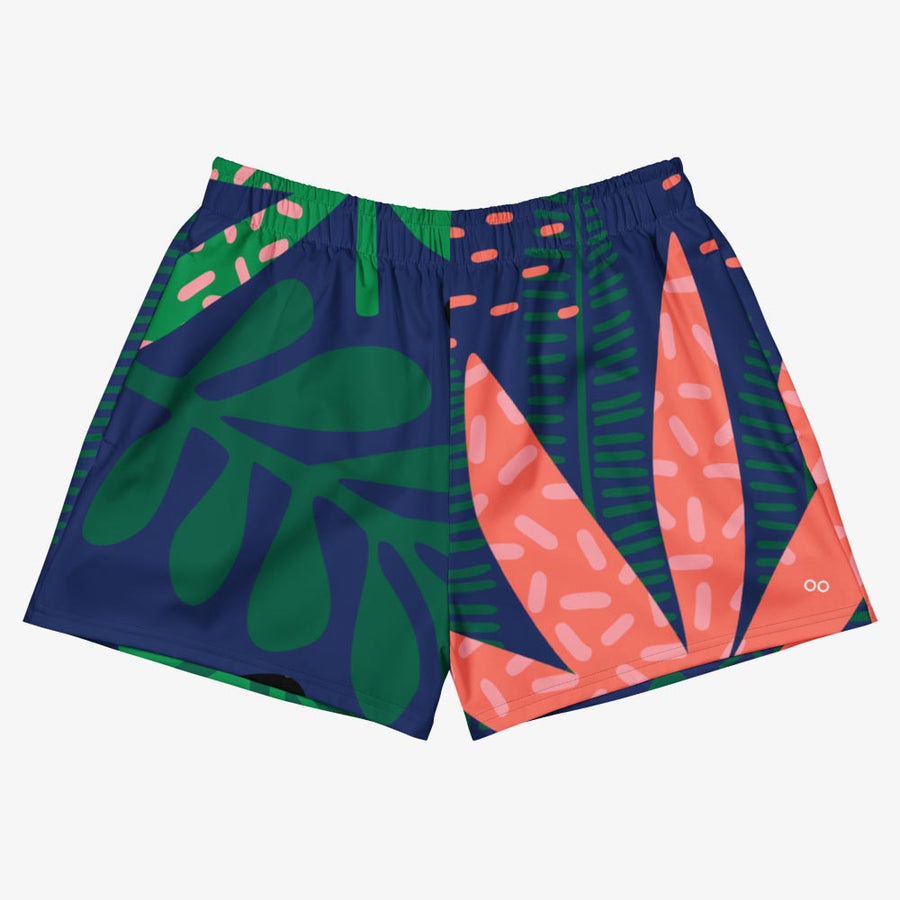 Recycled Breathy Shorts "Floral Funk" Blue, Green, Coral