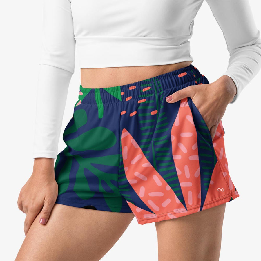 Recycled Breathy Shorts "Floral Funk" Blue, Green, Coral