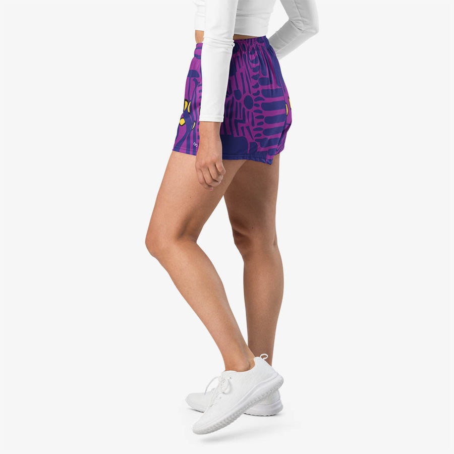 Recycled Breathy Shorts "Electric Maze" Purple/Yellow