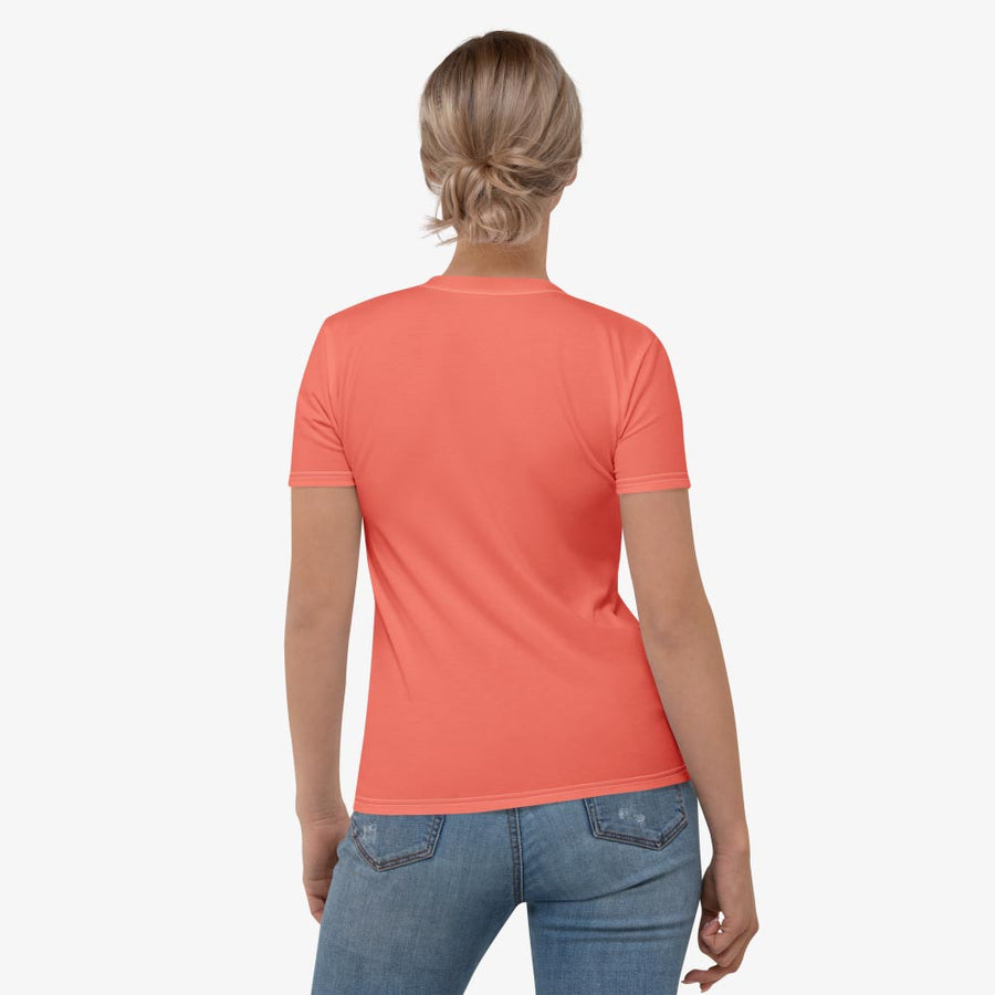 Monochrome Stretchy Tee "Floral Funk" (Coral)