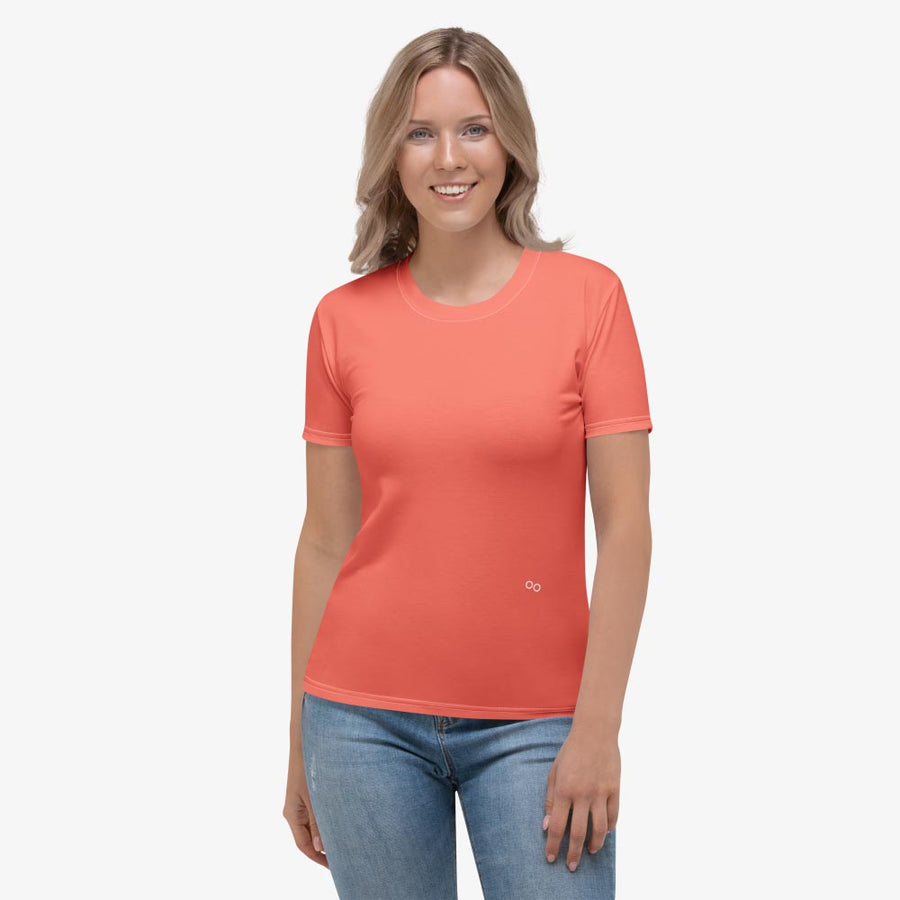 Monochrome Stretchy Tee "Floral Funk" (Coral)