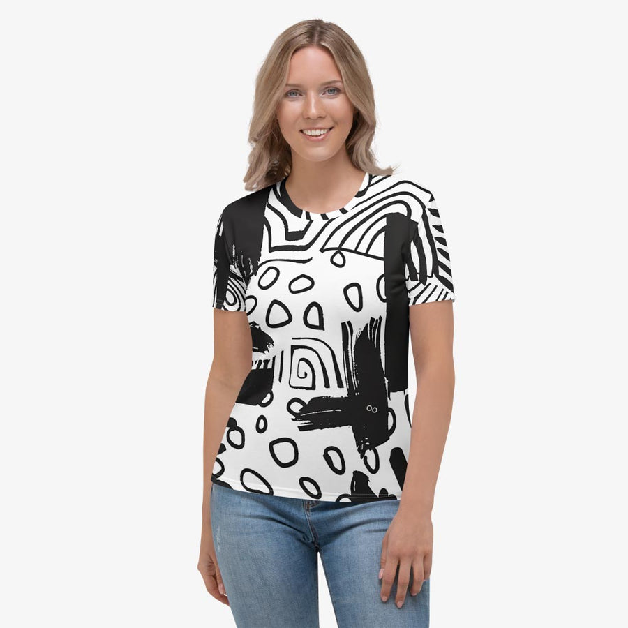 Stretchy Tee "Black and Wow" Black/White