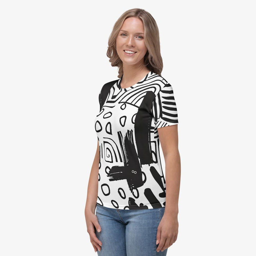 Stretchy Tee "Black and Wow" Black/White