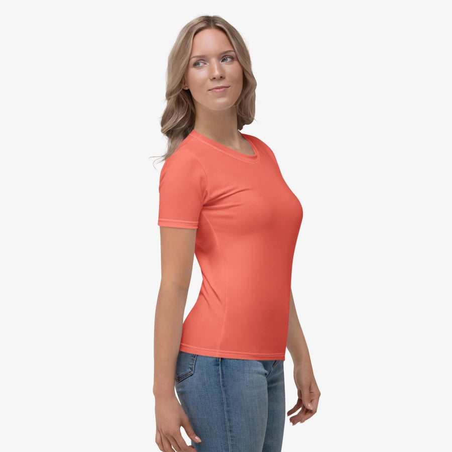 Monochrome Stretchy Tee "Floral Funk" (Coral)