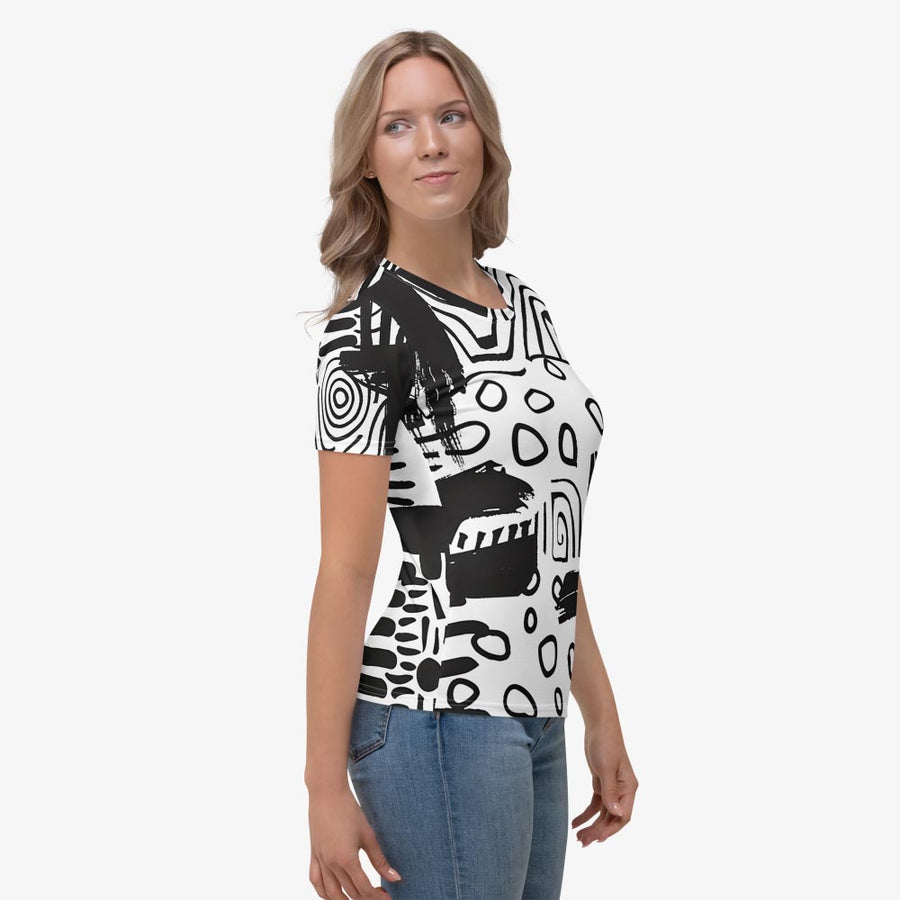 Stretchy Tee "Black and Wow" Black/White