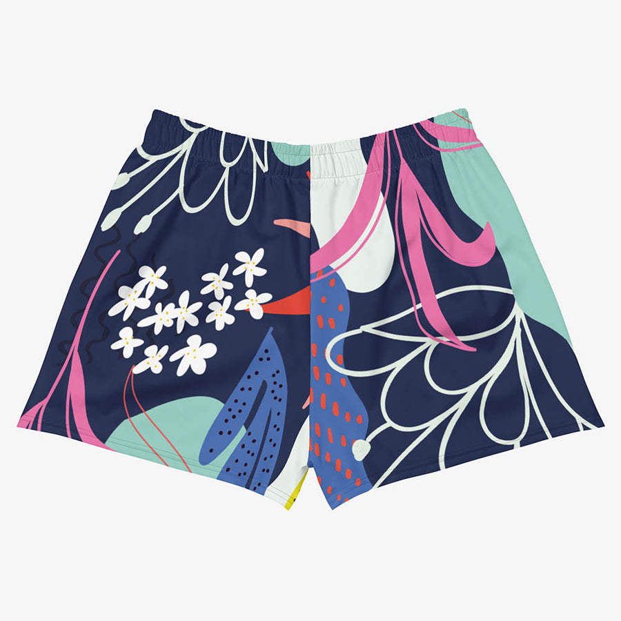 Recycled Breathy Shorts "Fluid Flowers" Blue/Yellow/Red