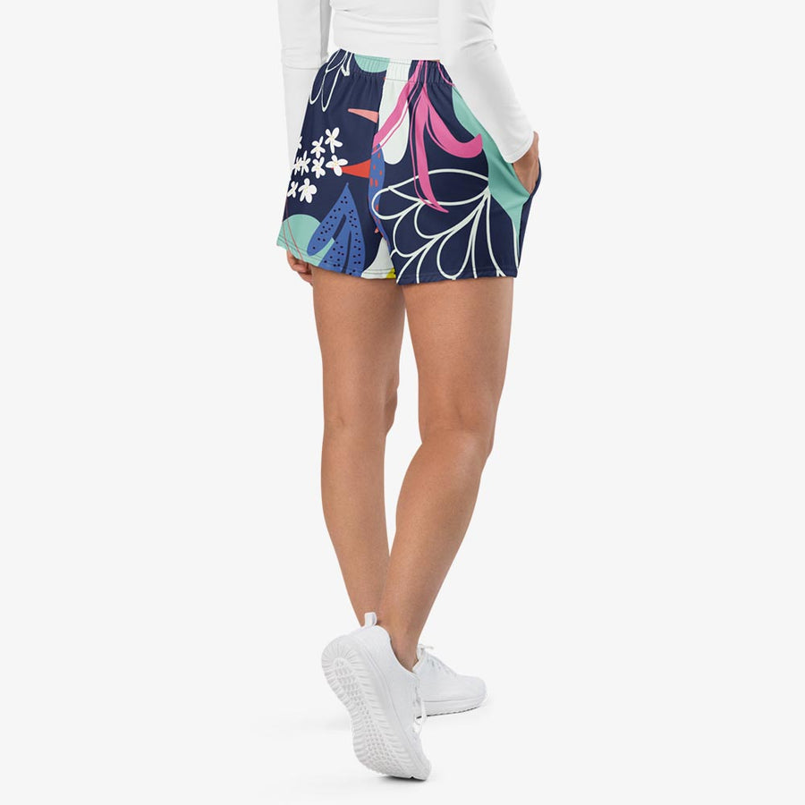 Recycled Breathy Shorts "Fluid Flowers" Blue/Yellow/Red