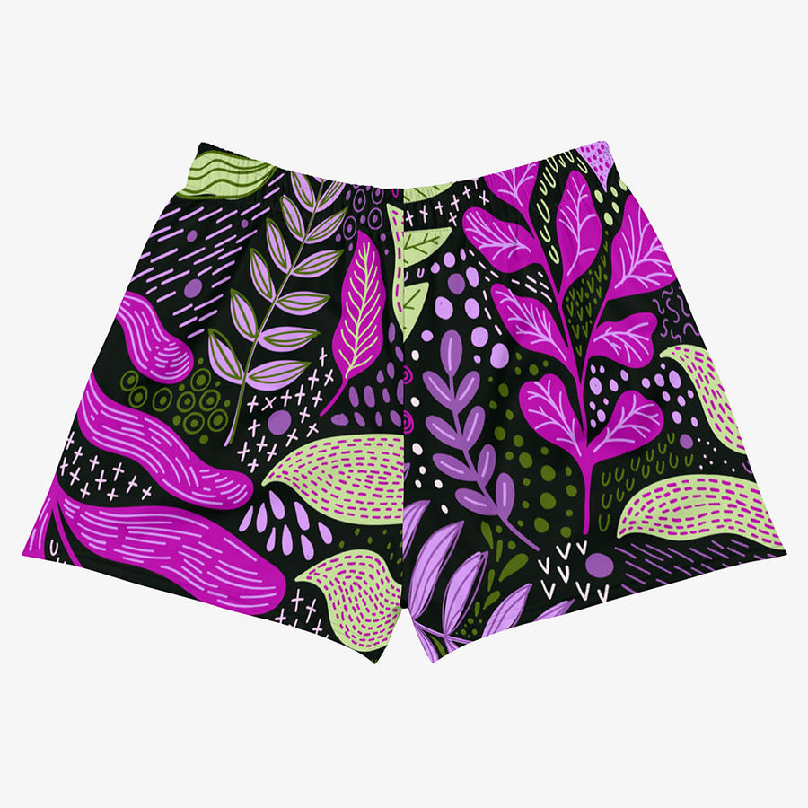 Recycled Breathy Shorts "Fairy Forest" Purple/Lime