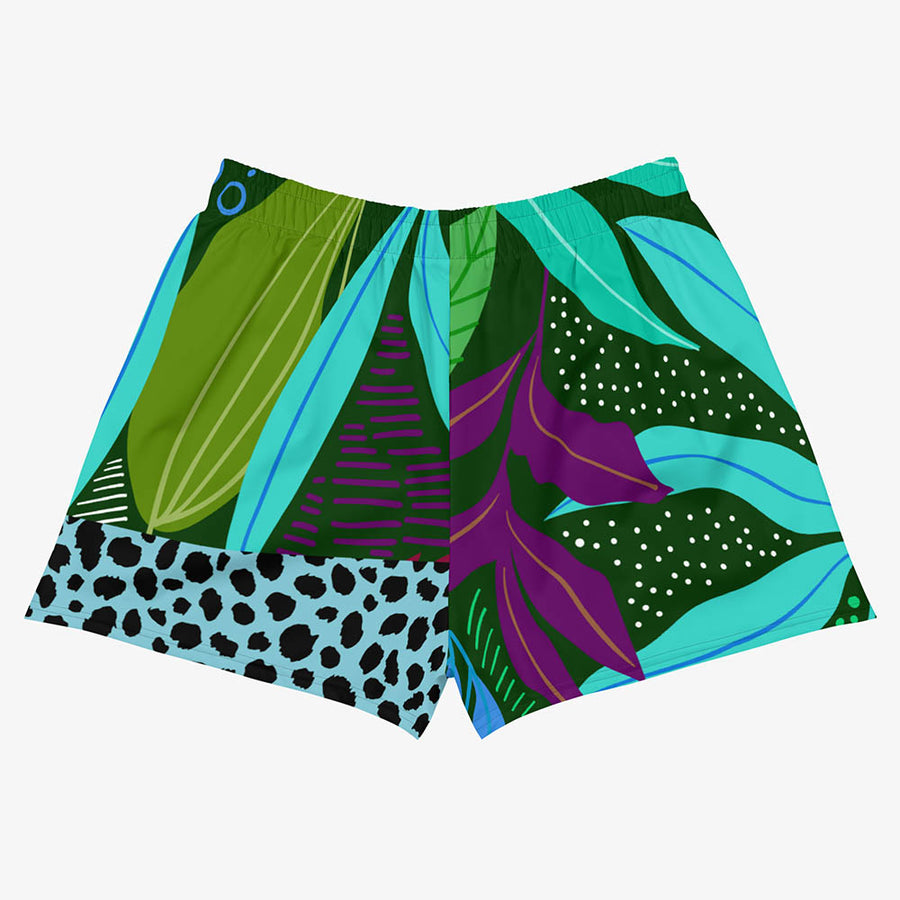 Recycled Breathy Shorts "Animal Leaves" Powder Blue