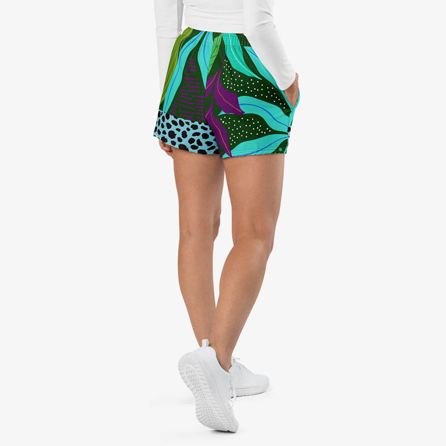 Recycled Breathy Shorts "Animal Leaves" Powder Blue