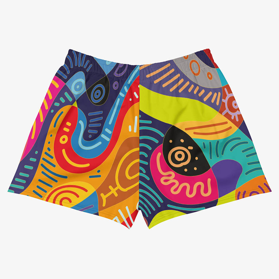 Recycled Breathy Shorts "Funky Batik" Green/blue/Magenta