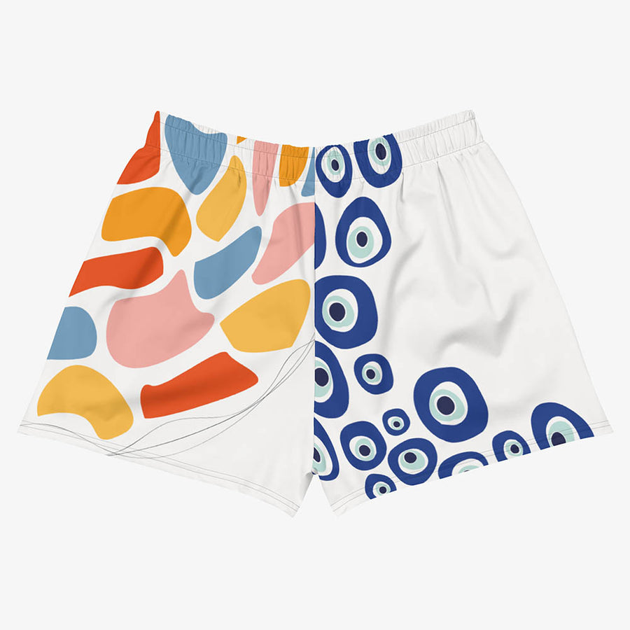 Recycled Breathy Shorts "Eyes On Me" White/Blue