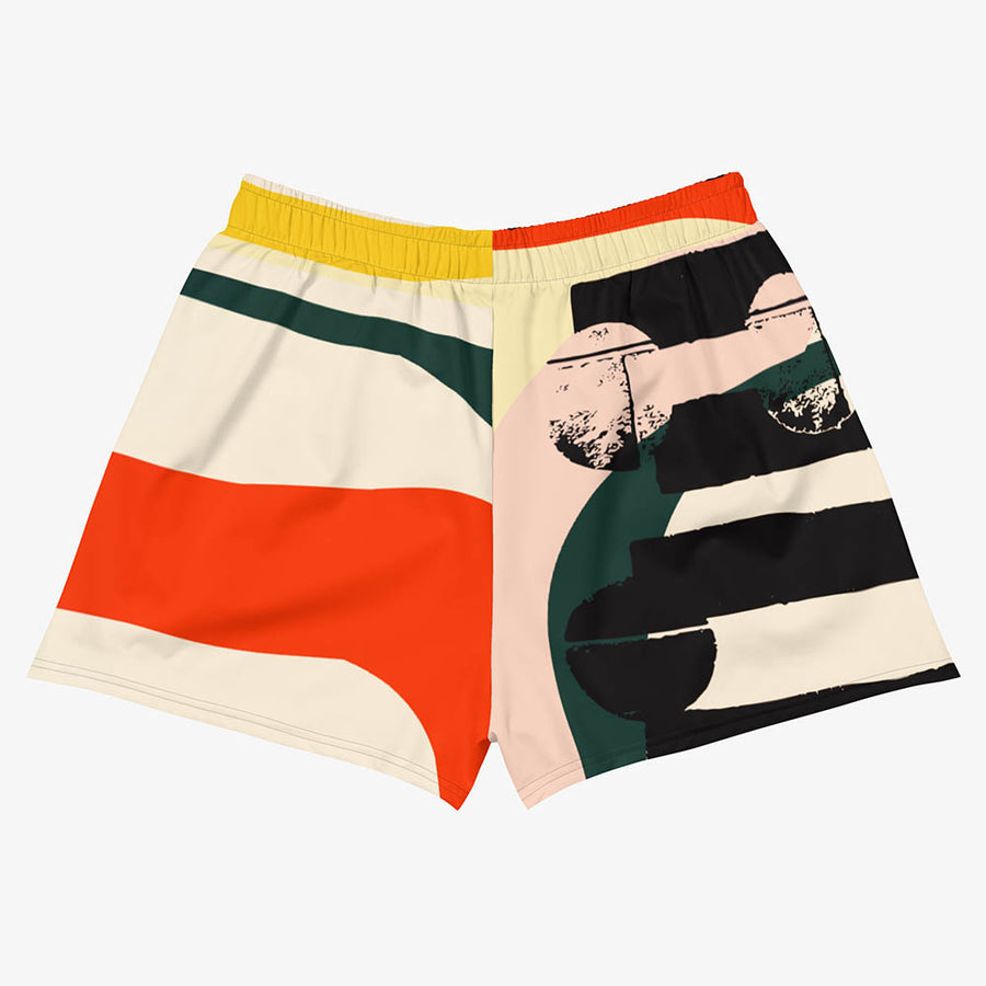 Recycled Breathy Shorts "Stripe Art" Black/Red/Yellow