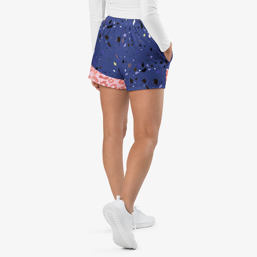 Recycled Breathy Shorts "Wild Confetti" Blue/Rose Gold