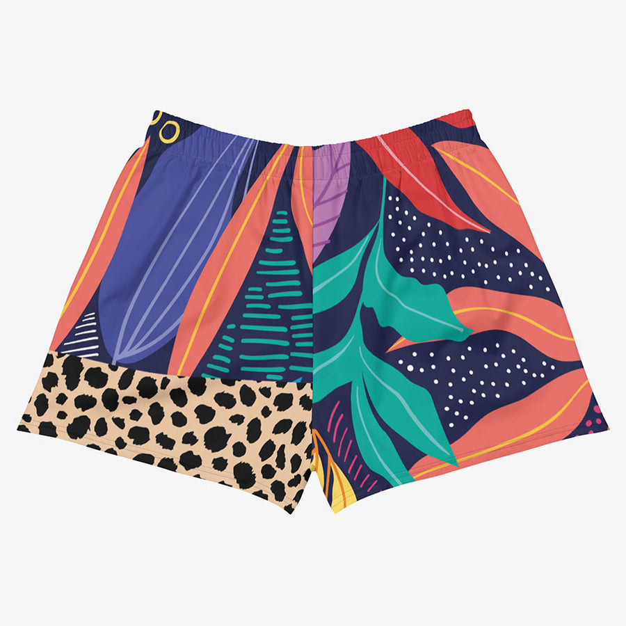 Recycled Breathy Shorts "Animal Leaves" Blue/Orange/Green