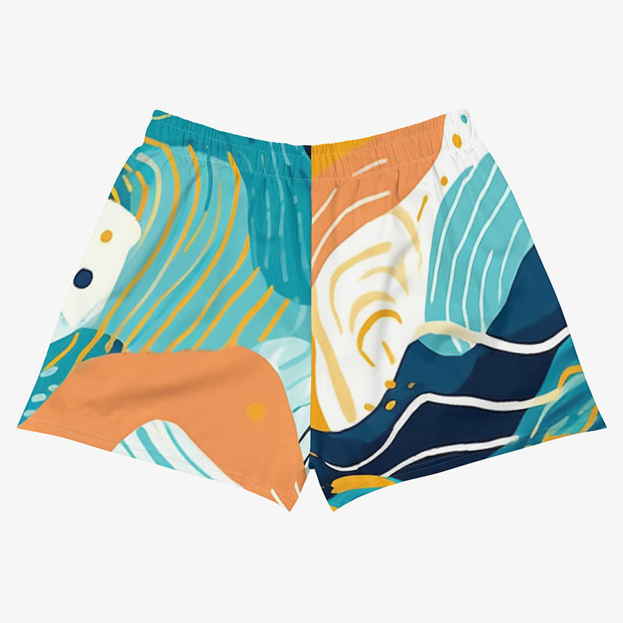 Recycled Breathy Shorts "Seascape" Turquoise/Blue/Yellow