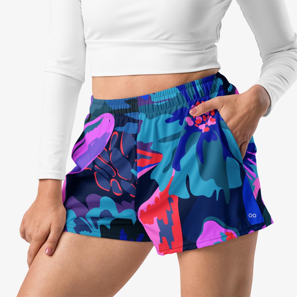 Flower Splash Breathy Shorts – Blue/PInk