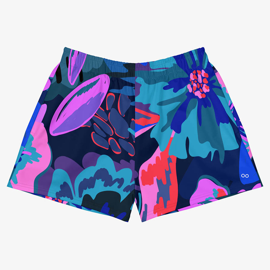 Recycled Breathy Shorts "Flower Splash" Blue/PInk