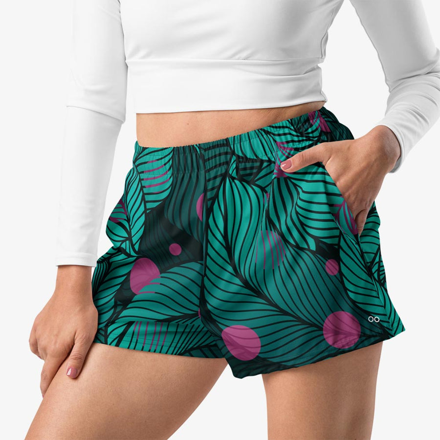 Recycled Breathy Shorts "Fireflies" Green/Pink