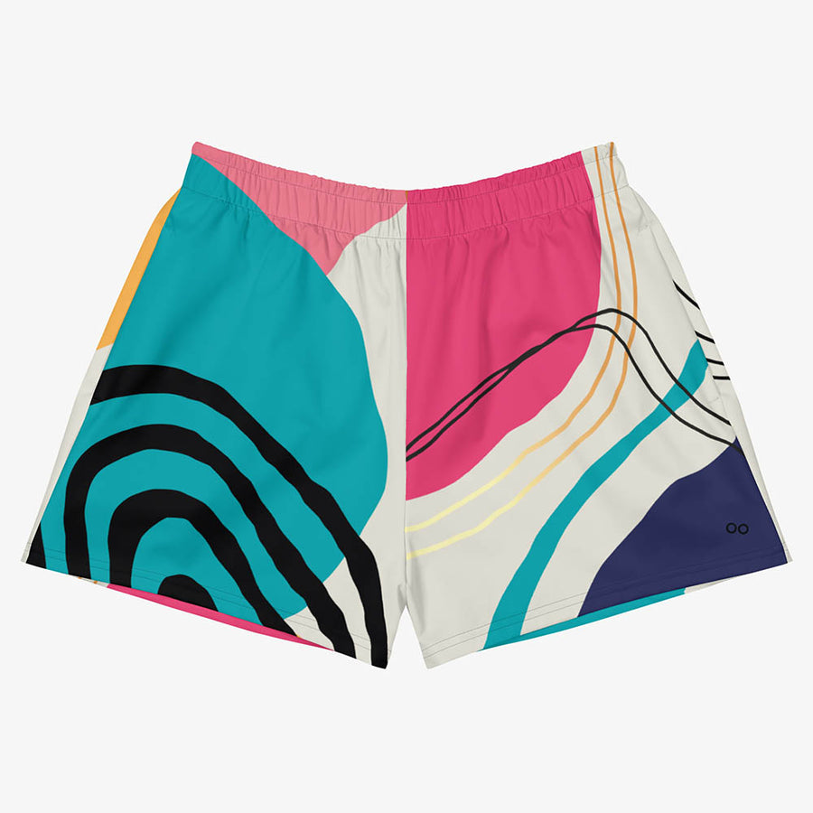 Recycled Breathy Shorts "Modernist" Fuchsia/Turquoise